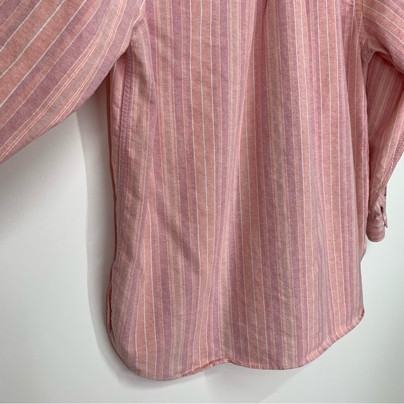 L.L. Bean Pink Blue Striped Long Sleeve Button Down Shirt Semi Casual Size Large - Picture 10 of 16
